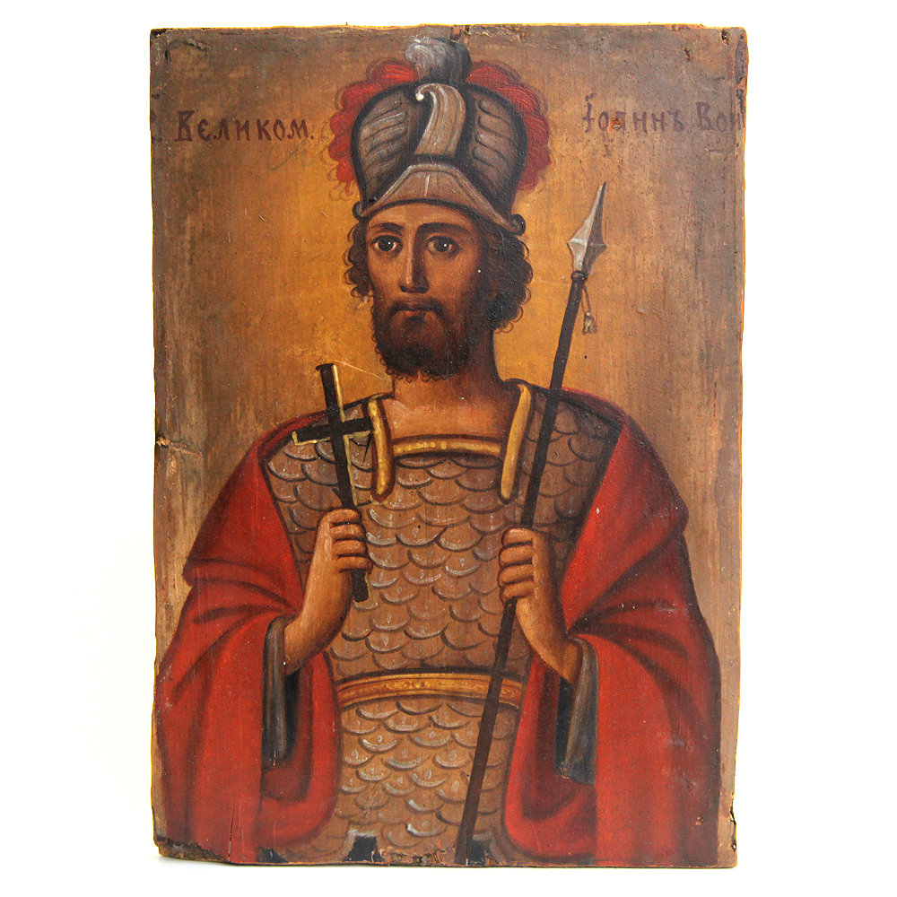 Старинная икона Святой Иоанн Воин 