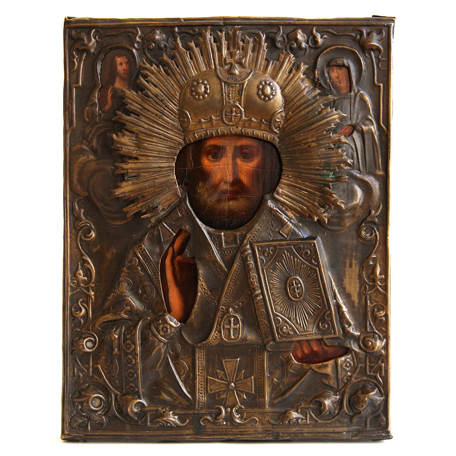 Cтаринная икона Святой Николай Чудотворец в 