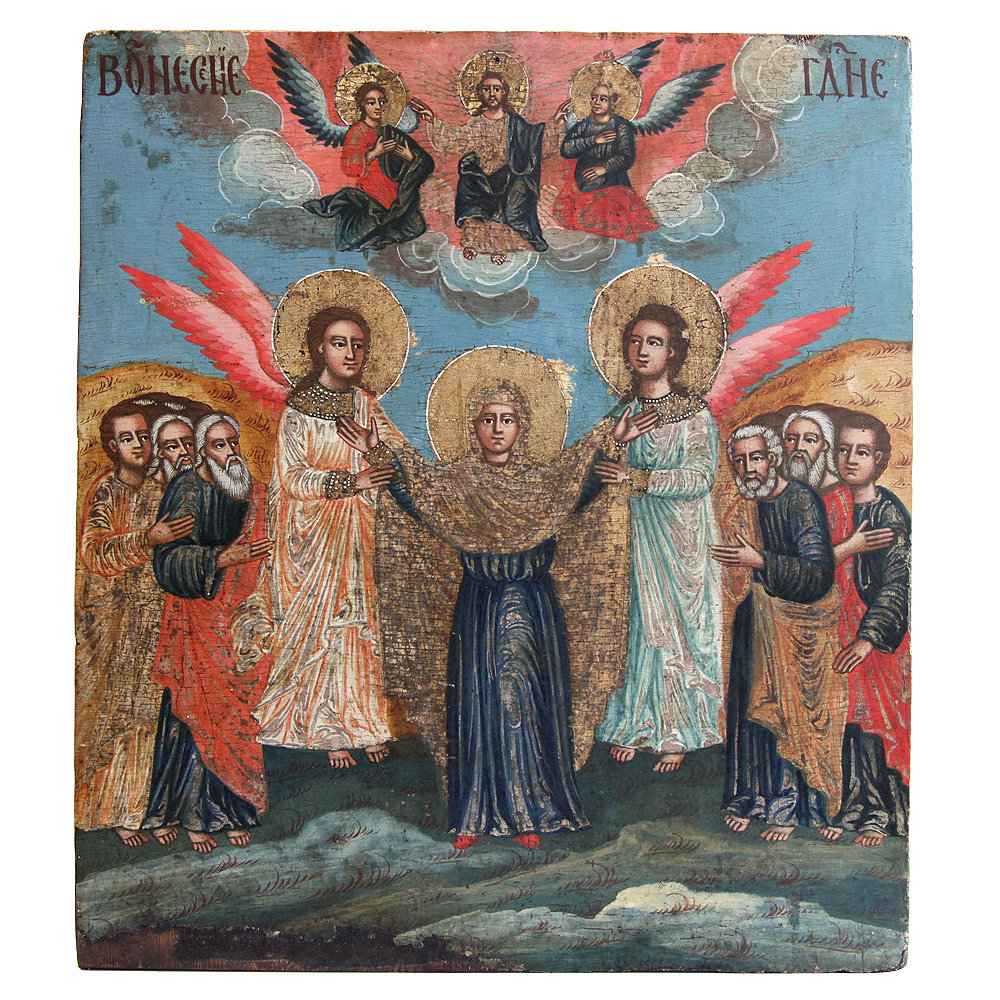 Старинная икона «Вознесение Господне», музейного уровня. Русский север XVIII век.
