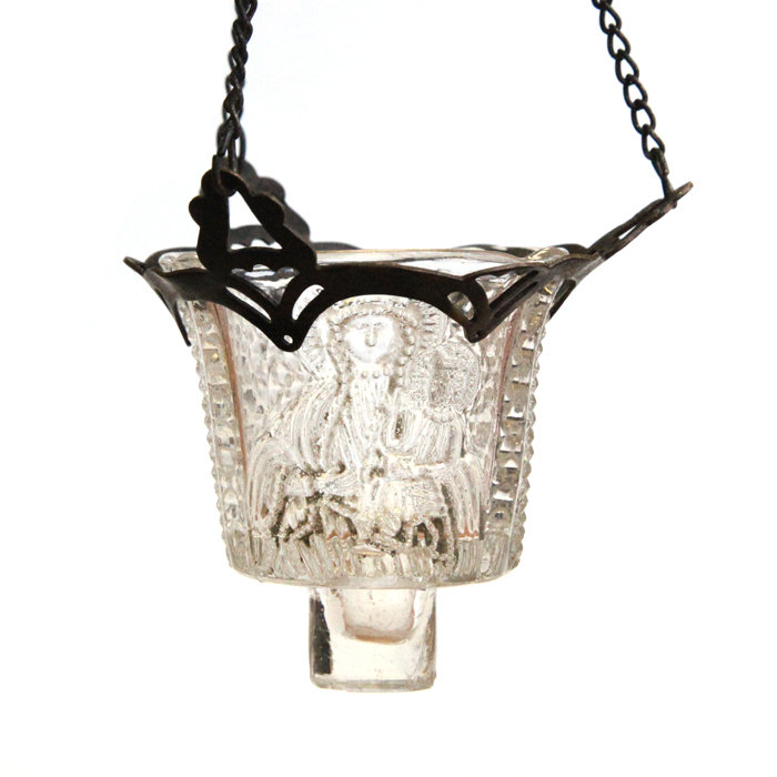 Старинная подвесная лампада с Образом Смоленской Богородицы. Высота 7 см. Царская Россия