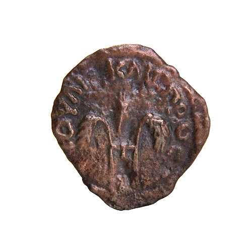 Монета Понтия Пилата с изображением колосьев, с отличным рельефом.