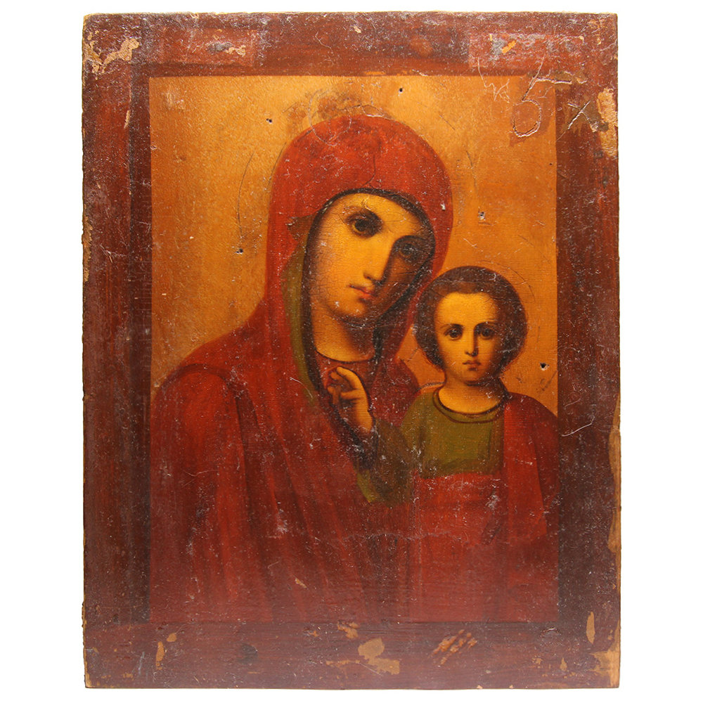 Cтаринная икона Казанской Божией Матери. Россия 1870-1900 годы