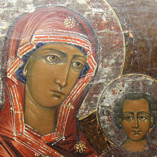 Старинная икона Одигитрия Смоленская икона Божией Матери. Россия 19 век
