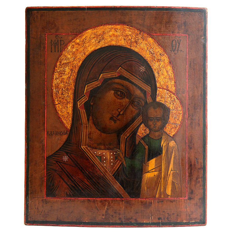 Старинная Казанская икона Пресвятой Богоматери. Россия 19 век