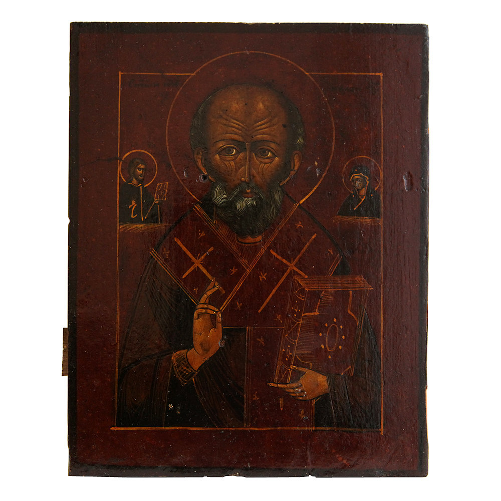 Старинная икона Святого Николы Отвратного, прогонителя бесов. Россия, Москва 1850-1860 гг.
