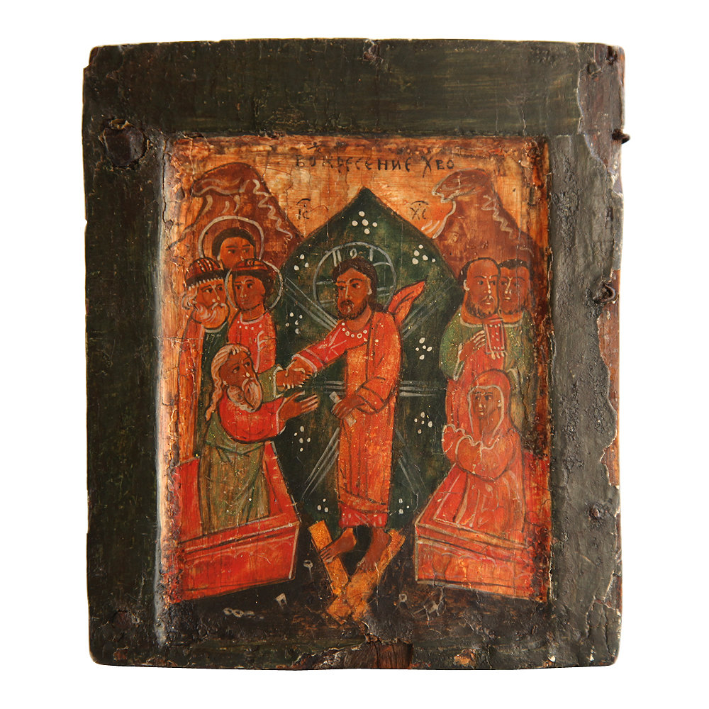 Старинная коллекционная северная икона «Воскресение  Христово». Русский Север, Обонежье 1590-1620 гг.