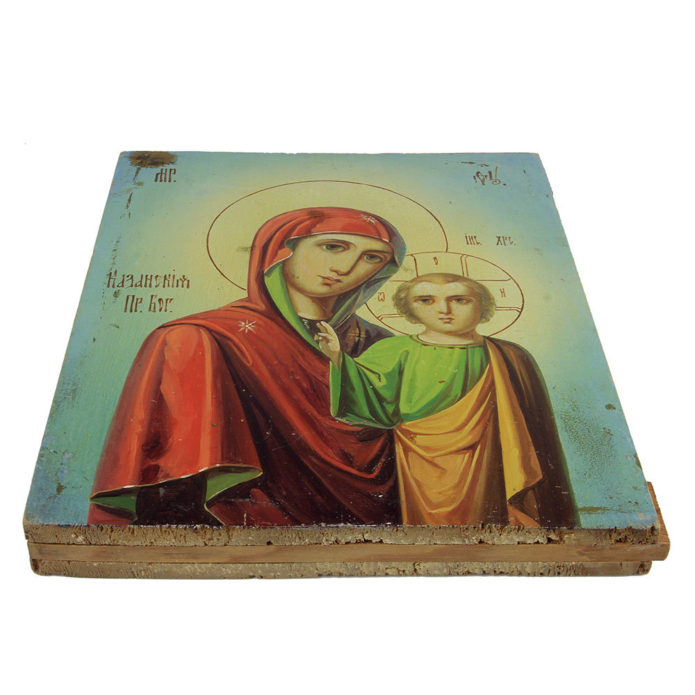 Старинная икона Казанская Пресвятая Богородица. Россия 1870-1900 год