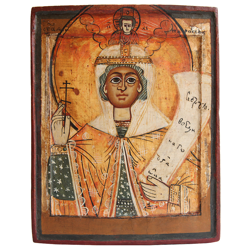 Старинная икона Святая Прасковья Пятница «бабья заступница». Русский Север, Северная Двина 1680-1710 год