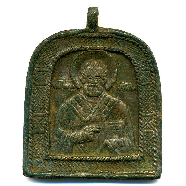 Старинная икона образок 18 века Святитель Николай Чудотворец.