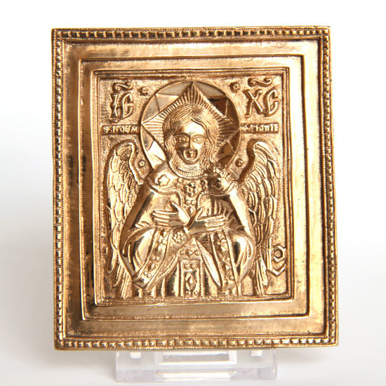 Современная литая православная иконка Спас Благое Молчание или Ангел Благого Молчания.