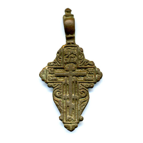 Большой коллекционный мужской старинный православный нательный крест с молитвой 5,1 см