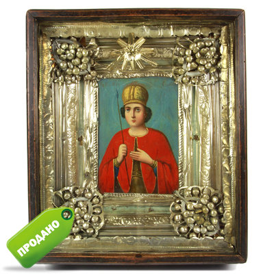 Старинная деревянная икона святой великомученик Георгий Победоносец. Россия, слобода Борисовка, XIX век.
