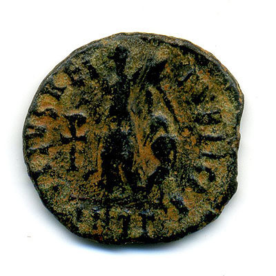 Древняя бронзовая монета Рим IV век. АЕ4 отчеканена 388-392гг Правление императора Аркадия.