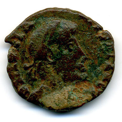 Древняя бронзовая монета Рим IV век. АЕ4 отчеканена 328-378гг. Правление императора Аркадия.