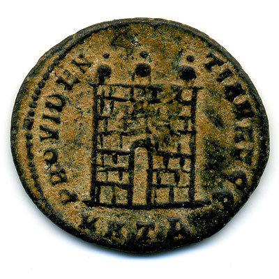 Древняя бронзовая монета Рим VI век. АЕ3 2,58гр 317 год. Правление императора Лициния.