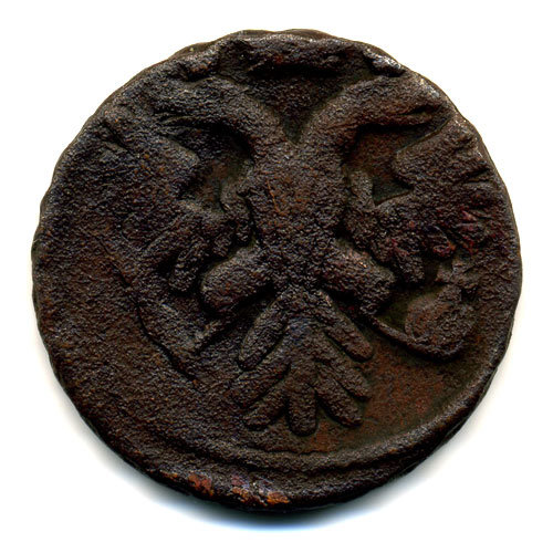Старинная русская медная монета Деньга 1739 г