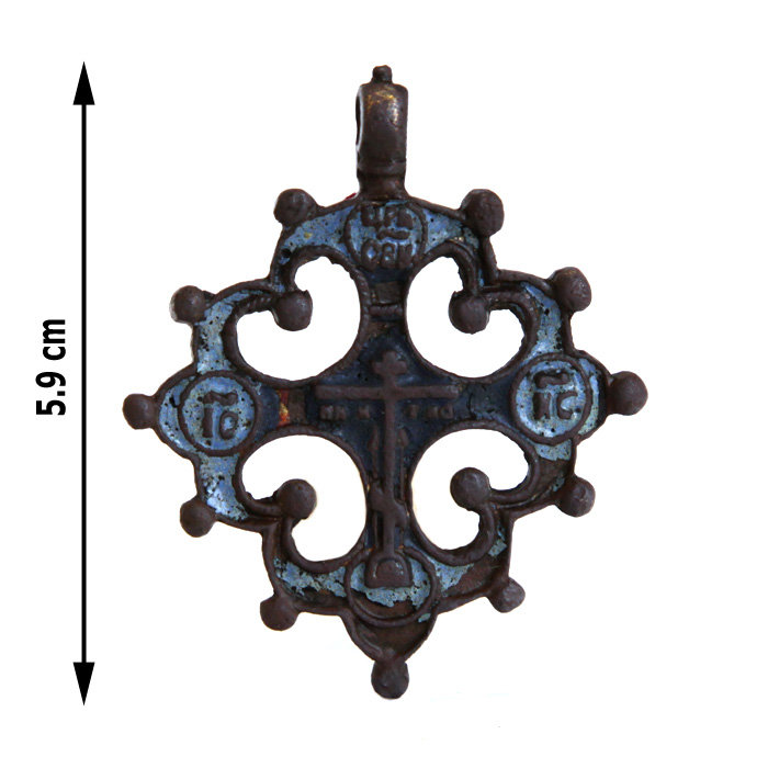 Нательный старинный крест с эмалью 