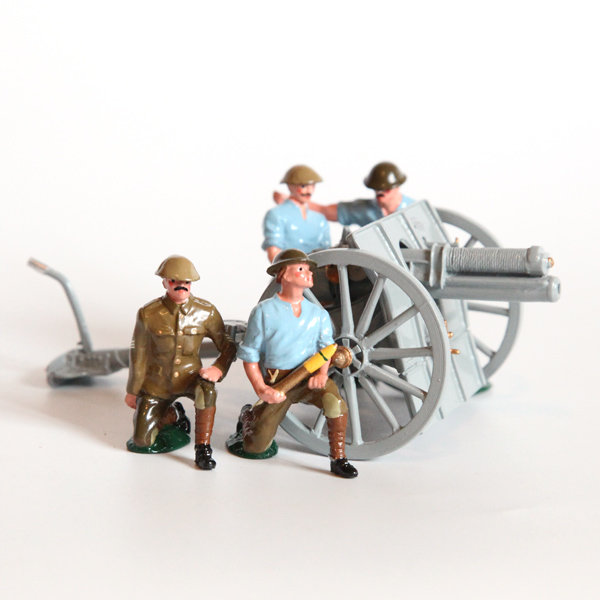 Набор оловянных солдатиков. Британский орудийный расчет времен Первой Мировой Войны.