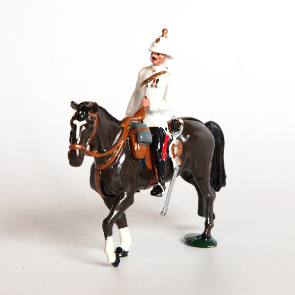 Коллекционный оловянный солдатик. Британский конный офицер в белом мундире времен Первой Мировой Войны.