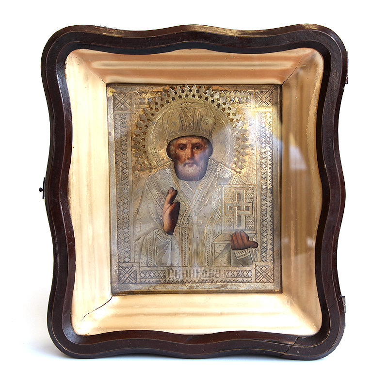 Старинная икона Святитель Николай Чудотворец 