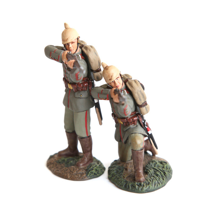 Оловянные солдатики. Два стреляющих Германских пехотинца из пехотного полка фон Манштейн №84. Битва при Монсе 1914 год.