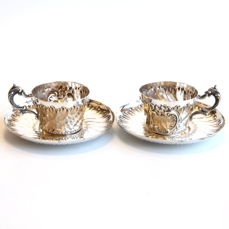 Две антикварные серебряные кофейные пары. Франция XIX век.