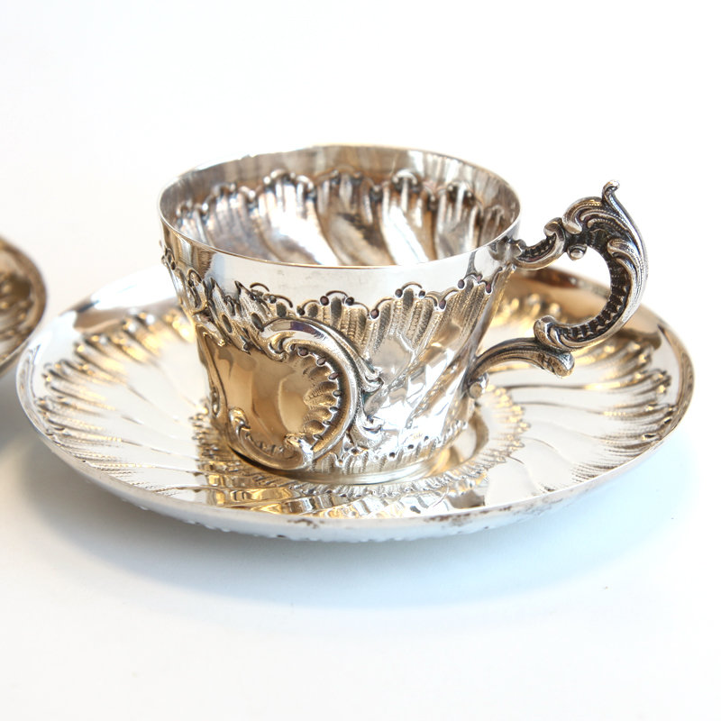 Две антикварные серебряные кофейные пары. Франция XIX век.