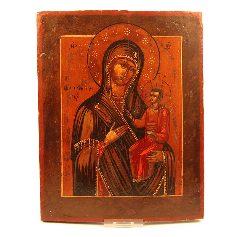 Антикварная писаная Иверская икона Божией Матери 19 век.