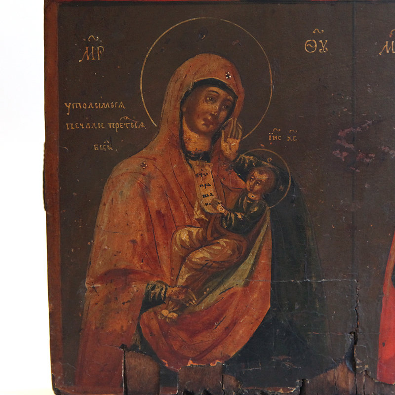 Старинная четырехчастная Богородничная икона «домашний богородничный иконостас». Россия, XVIII век.