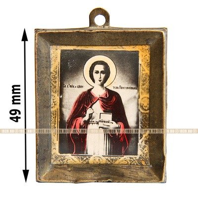 Старинная нательная иконка-образок Святой целитель Пантелеимон. Россия 1910-1917 год
