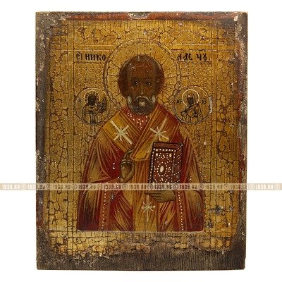 Старинная икона Святителя Николая Чудотворца. Россия XIX век.