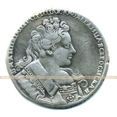 Старинная русская монета царский серебряный рубль 1 рубль 1732 г.