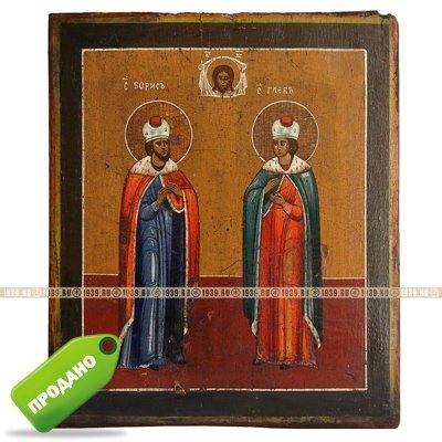 Старинная православная икона Святые князья Борис и Глеб. Россия XIX век.