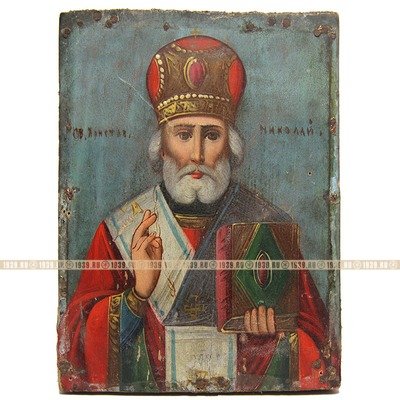 Cтаринная икона святой Николай Чудотворец 