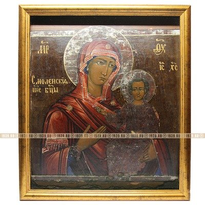 Старинная икона Одигитрия Смоленская икона Божией Матери. Россия 19 век