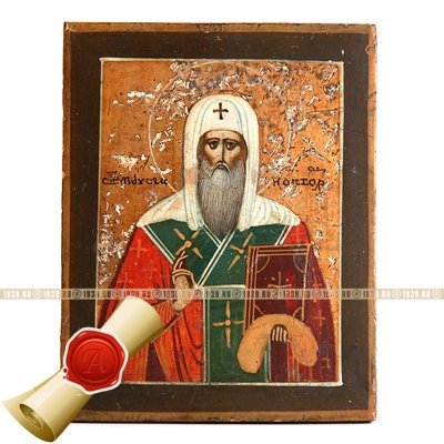 Старинная икона Святитель Моисей Новгородский Чудотворец. Россия 1870-1880 год