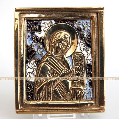 Современная литая православная иконка Божья Матерь Агиосоритисса. Эмаль.