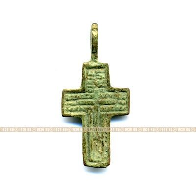 Средний женский старинный православный нательный крестик смолитвой на обороте 3,9 см