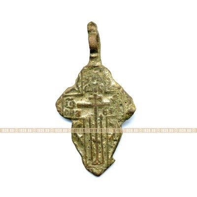 Средний женский старинный православный нательный крестик с белой эмалью 3,9 см