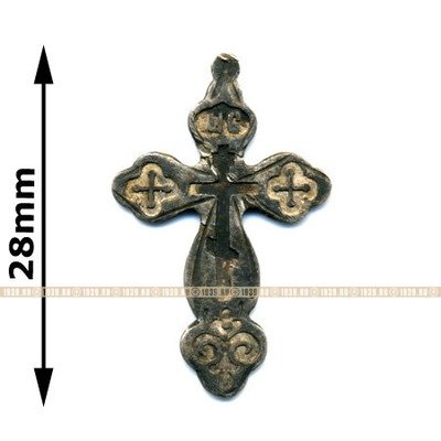 28 мм Старинный нательный крест из серебра 84 пробы времен Царской России с белой эмалью