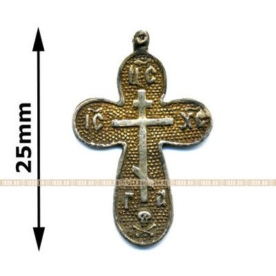 25 мм Старинный нательный крест из серебра 84 пробы времен Царской России с позолотой