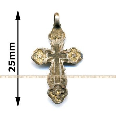 Детский или женский 25 мм Старинный нательный крест из серебра 84 пробы времен Царской России