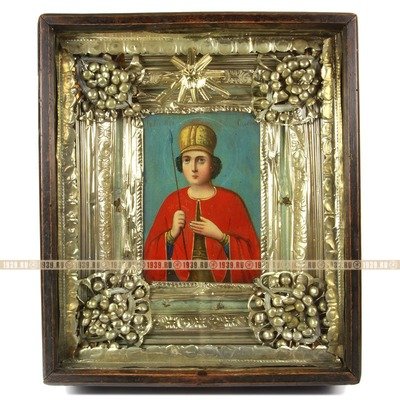 Старинная деревянная икона святой великомученик Георгий Победоносец. Россия, слобода Борисовка, XIX век.
