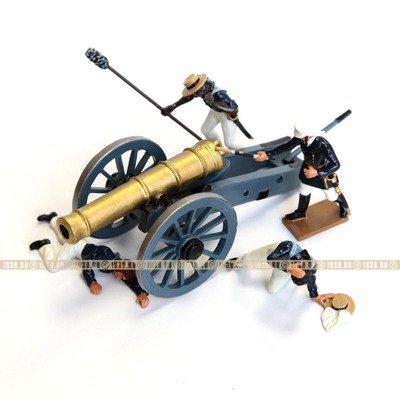 Коллекционная военная композиция из оловянных солдатиков, пушка с расчетом британской армии XIX века.
