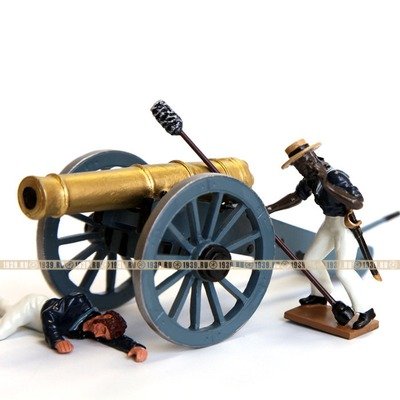Коллекционная военная композиция из оловянных солдатиков, пушка с расчетом британской армии XIX века.