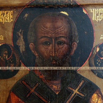 Красивая старинная икона святого Николая Чудотворца с ковчегом в отличном состоянии. Россия 19 век.
