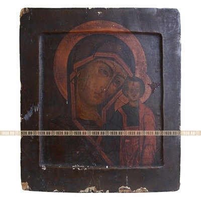 Старинная икона Богородица Казанская монастырского письма, заступница всего человеческого рода. Россия XIX век.