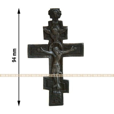 Старинный крест Распятие Христово с херувимом и Образом Нерукотворным. Россия XVIII век.