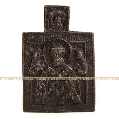 Старинная бронзовая иконка святой Николай Угодник. Россия XVIII век.