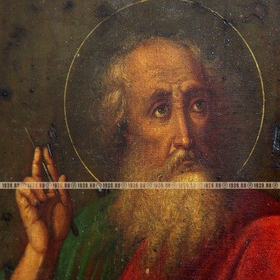 Старинная икона святого евангелиста Иоанна Богослова в академическом стиле, святой покровитель всех кто связан с книгами . Россия XIX век.